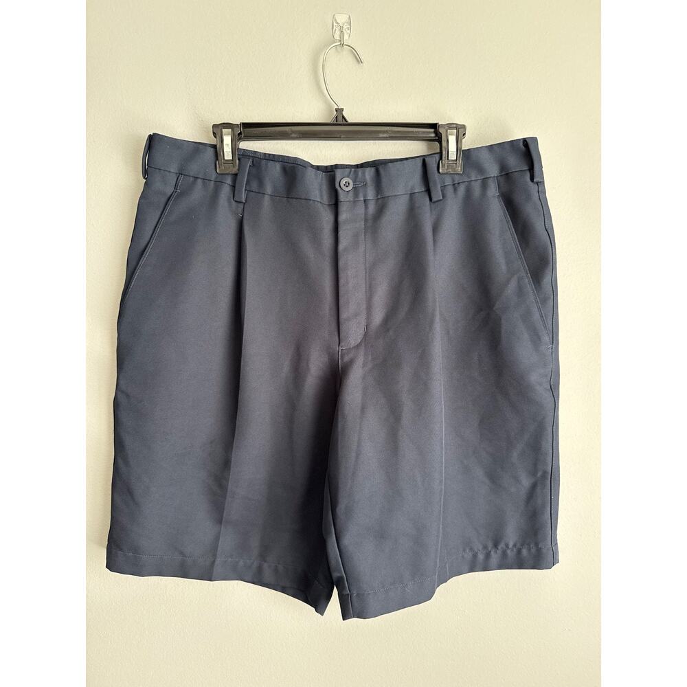 Nike Golf Fit Dry Shorts Men 38 Navy Blue Flat Front Performance Chino Preppy